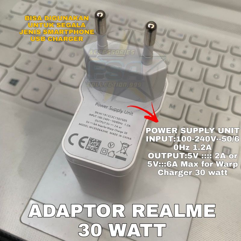 Adaptor Kepala Charger Original Realme 30W Fast Charging Realme 7i/ 8i/ C17/C25/C30/C31/C35/ Narzo 20/ 30A/50A