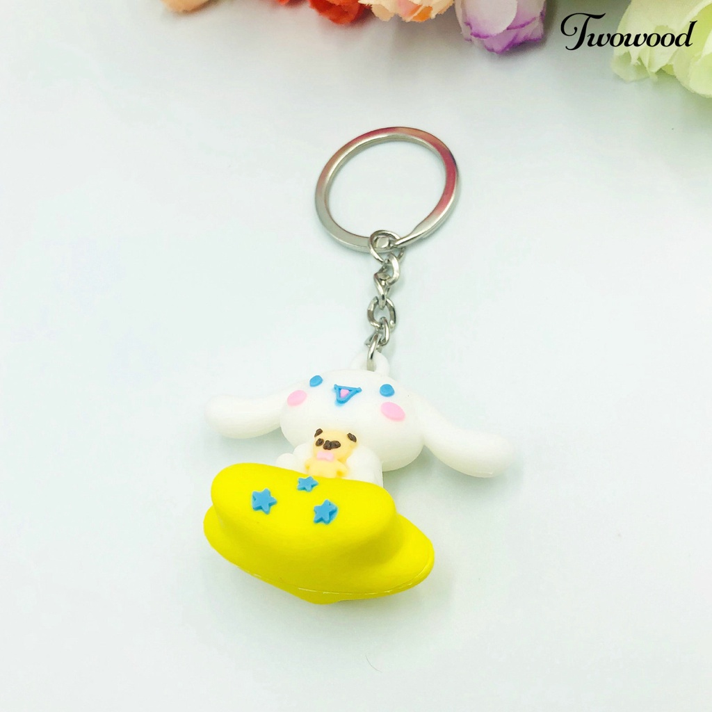 Twowood Rabbit Gantungan Kunci Serbaguna Bentuk Kartun Hewan Tiga Dimensi Realistis Look Hias Hadiah 3D Bunny Key Ring Pendant Wanita Pria Perhiasan Untuk Handbag