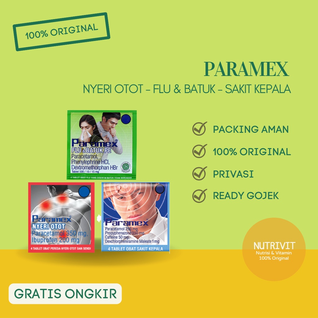 PARAMEX BIRU/ HIJAU/MERAH ISI 4 TABLET