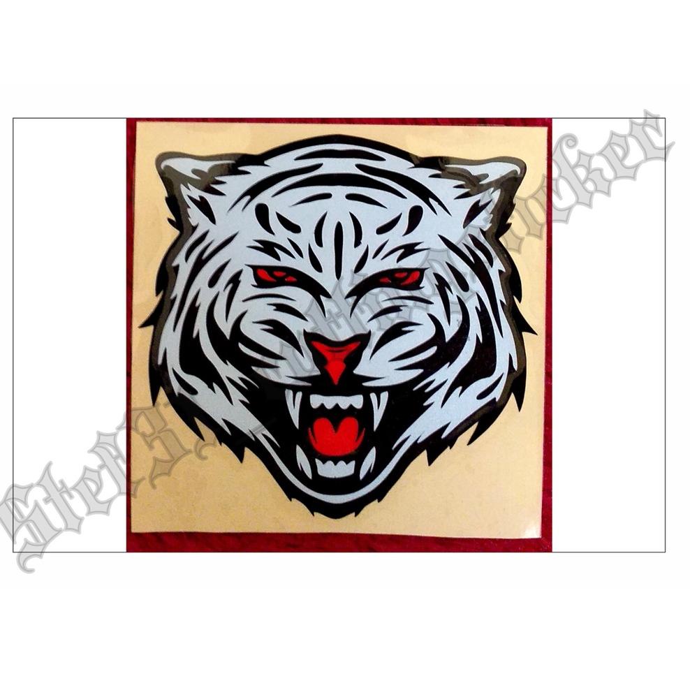 

[New][G25P]✓ sticker cutting kepala gambar macan keren, stiker kepala harimau putih hitam terlaris murah kekinian