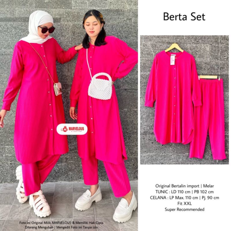 BERTA SET BY MARVELOUS / ONESET WANITA MUSLIMAH / Setelan celana wanita polos
