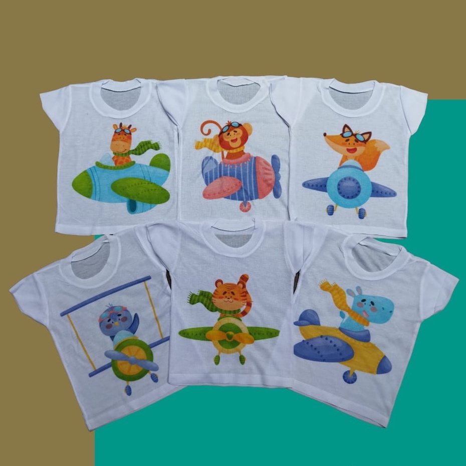 Kaos OBLONG Bayi Setali Harian Oneck Motif Karakter PUTIH Murah Usia 0 sd 16 Bulan