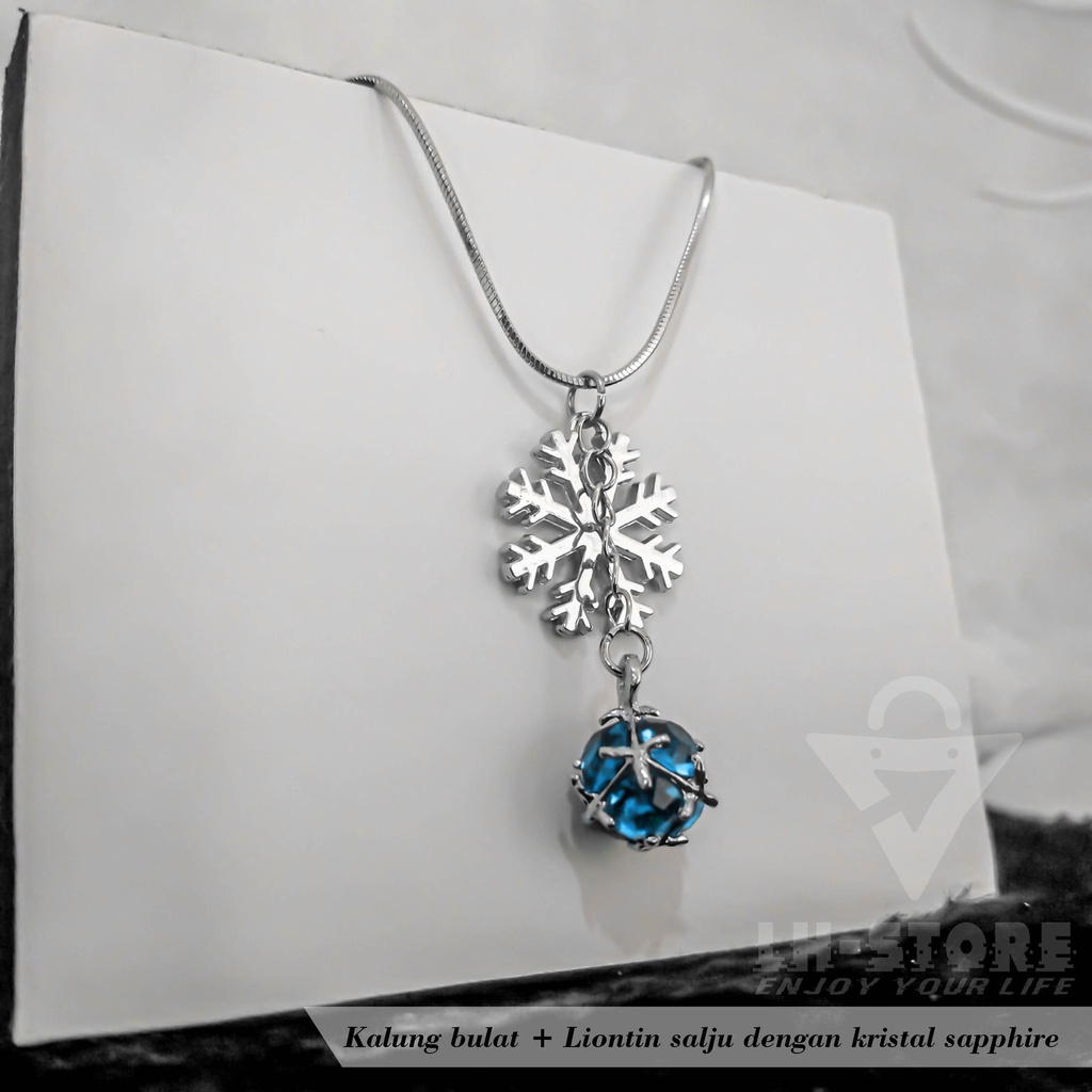 New Year's Edition Snow Pendant Necklace with your choice of stainless Sapphire Crystal or Emerald