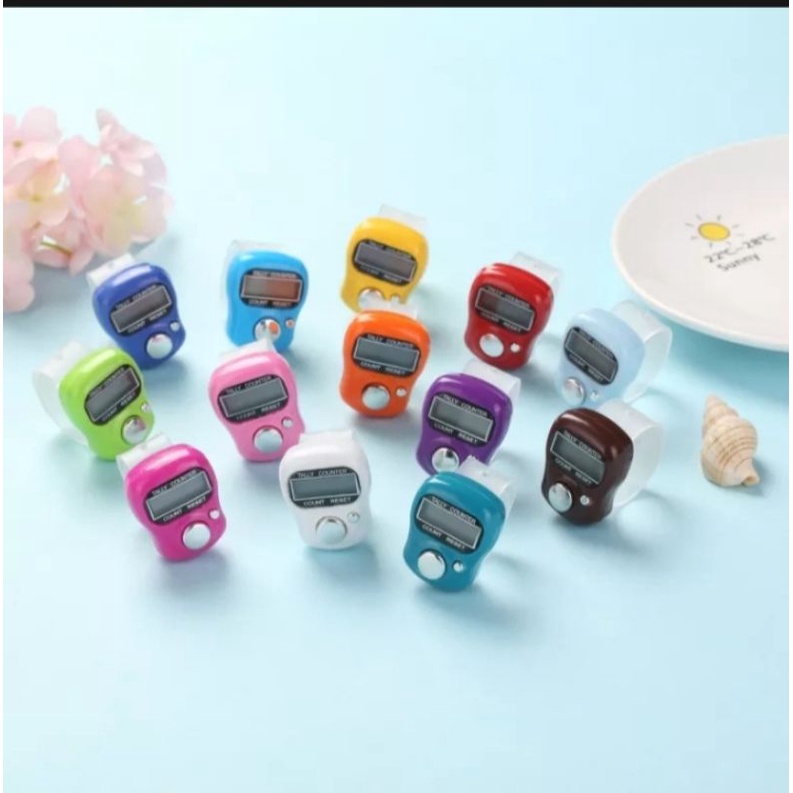 Tasbih digital mini / Tasbih LED Alarm / alat hitung dzikir /finger counter kemasan mika