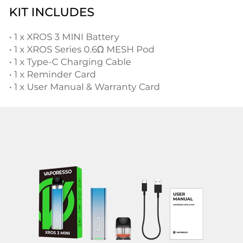 VAPORESSO XROS 3 MINI Vape Kit 1000mAh