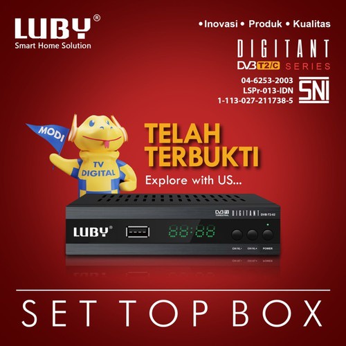 Set Top Box Luby DVB-T2-01 Full HD 1080p SNI STB TV Digital Receiver/Set Top Box Luby DVB-T2-01 TV Receiver STB Digital Murah Full HD