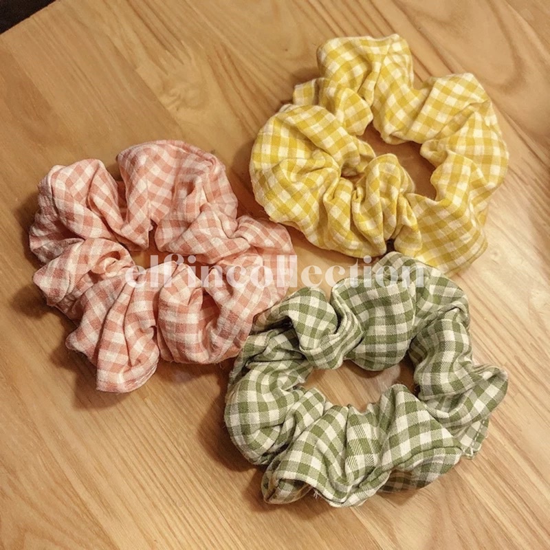 SCRUNCHIE TARTAN MINI | IKAT RAMBUT KOREAN STYLE | CEPOL RAMBUT | KUNCIRAN IMPORT
