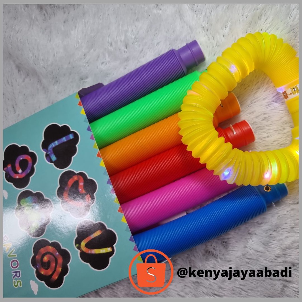 FIDGET TOYS PUSH POP LIGHT RAINBOW FULL COLOUR POP PIPES TUBES / Light Up Pop Tubes pop light Pop