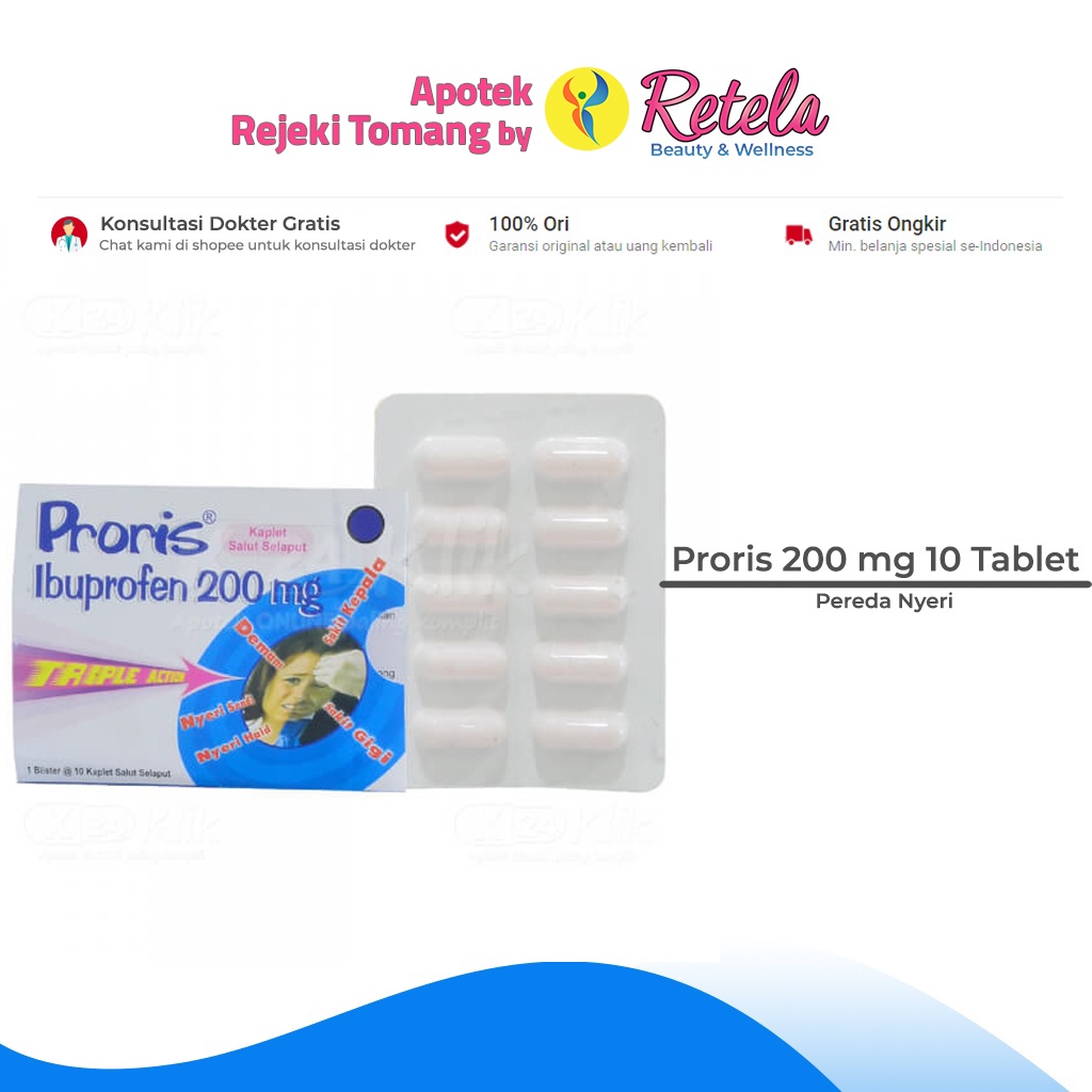 Jual Proris Ibuprofen 200 Mg Triple Action 1 Blister @ 10 Kaplet ...