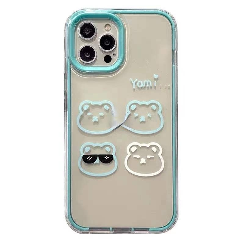 IPHONE Casing Ponsel Motif Tepi Full Color Beruang Transparan Kompatibel Dengan Iphone12 13 14 11 Pro Max X Xs Max Xr Ppkjk