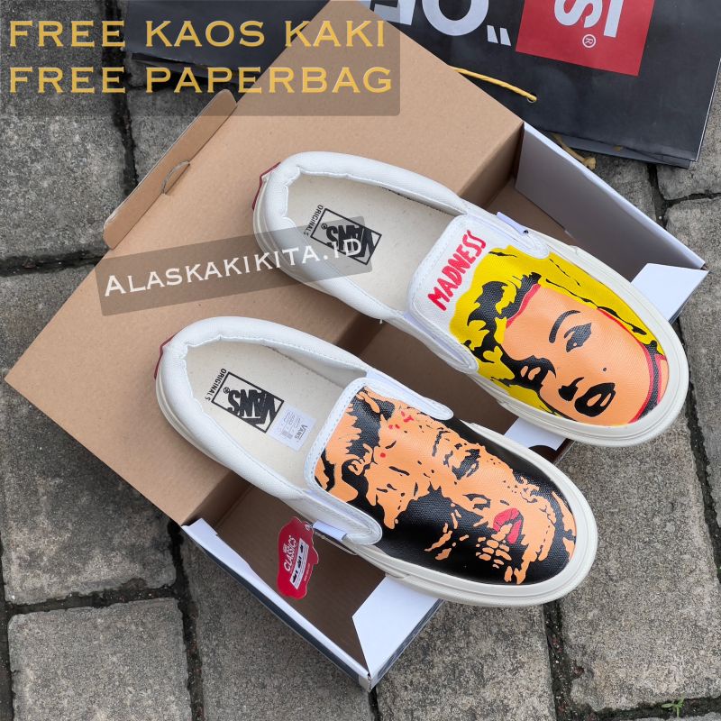 Sepatu Vans Slip On Madness Made In China Unisex Pria Wanita "import quality" Bonus Kaos Kaki