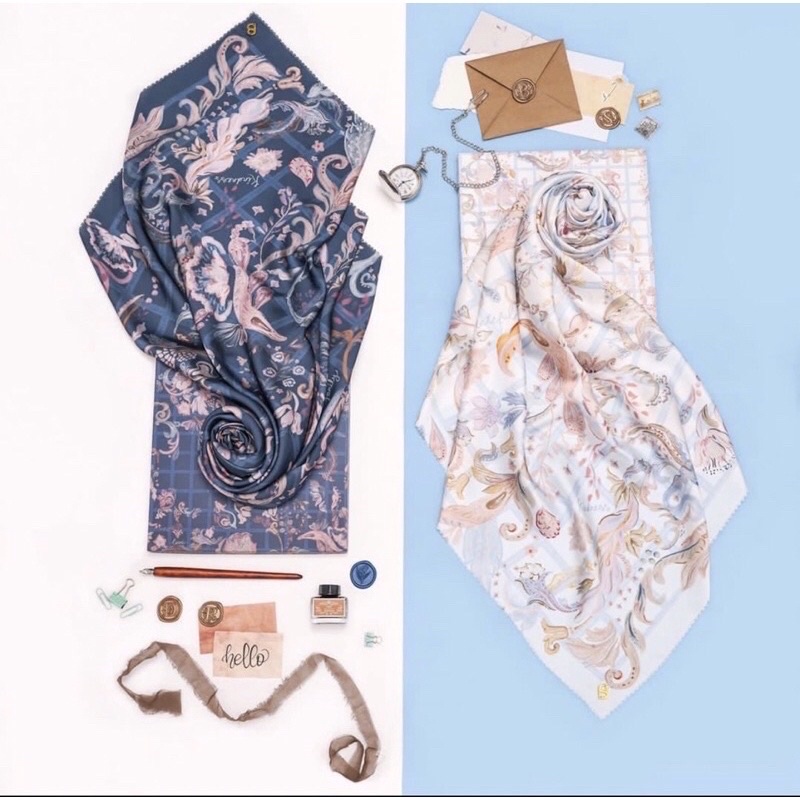 READY NEW THE AUTOGRAPH VOILE SQUARE CERISE BLANC CITROUILLE NOIR LAVANDA SERIES SCARVES VOAL Button