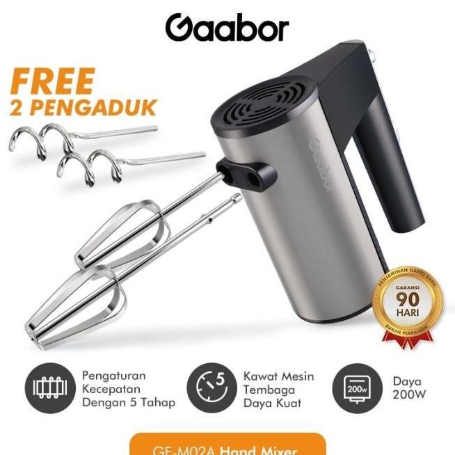 Miliki Gaabor Hand Mixer 200 Watt Pengocok Telur Pengaduk Stainless 5 Stormaurina