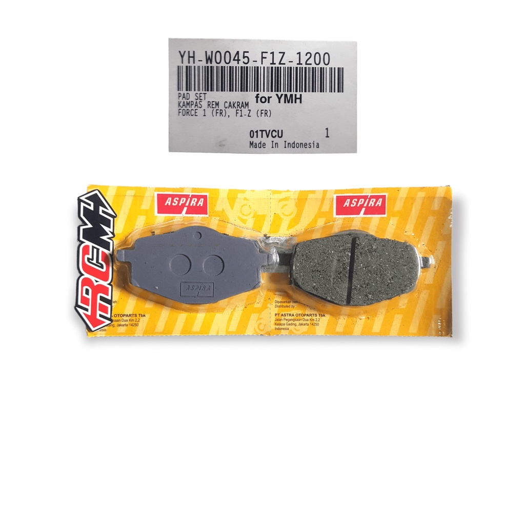 YH-W0045-F1Z-1200 KAMPAS REM CAKRAM DEPAN DPN DISCPAD DISKPAD FORCE 1 FIZ ORI ORIGINAL ASPIRA OTOPARTS ASLI