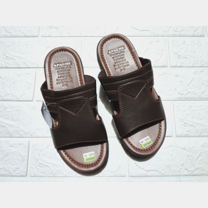 sandal kulit slop jempol sandal casual pria