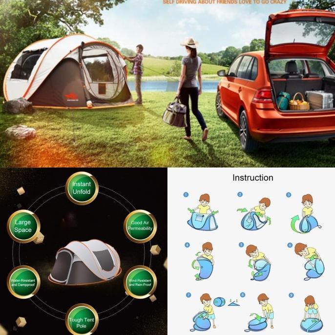 Vei Tenda 2-3 Orang Otomatis Ultralight 09
