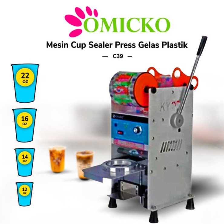 OMICKO Cup Sealer /Alat Perekat Plastik Minuman Maks 22 oz ukuran jumbo