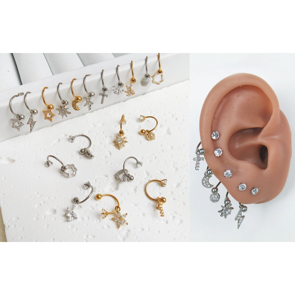 1552 / 1553 - (HARGA 1 BIJI) ANTING PIERCING KARAKTER TINDIKAN HELIX TRAGUS - STAINLESS STEEL