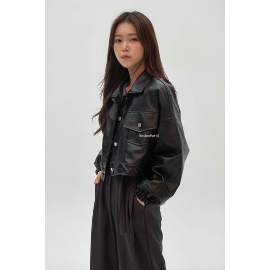 Jaket kulit wanita korean style oversize