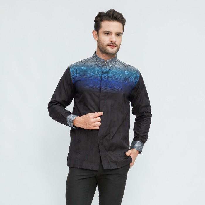 Baju Koko BHS Masterpiece Hitam Biru - M