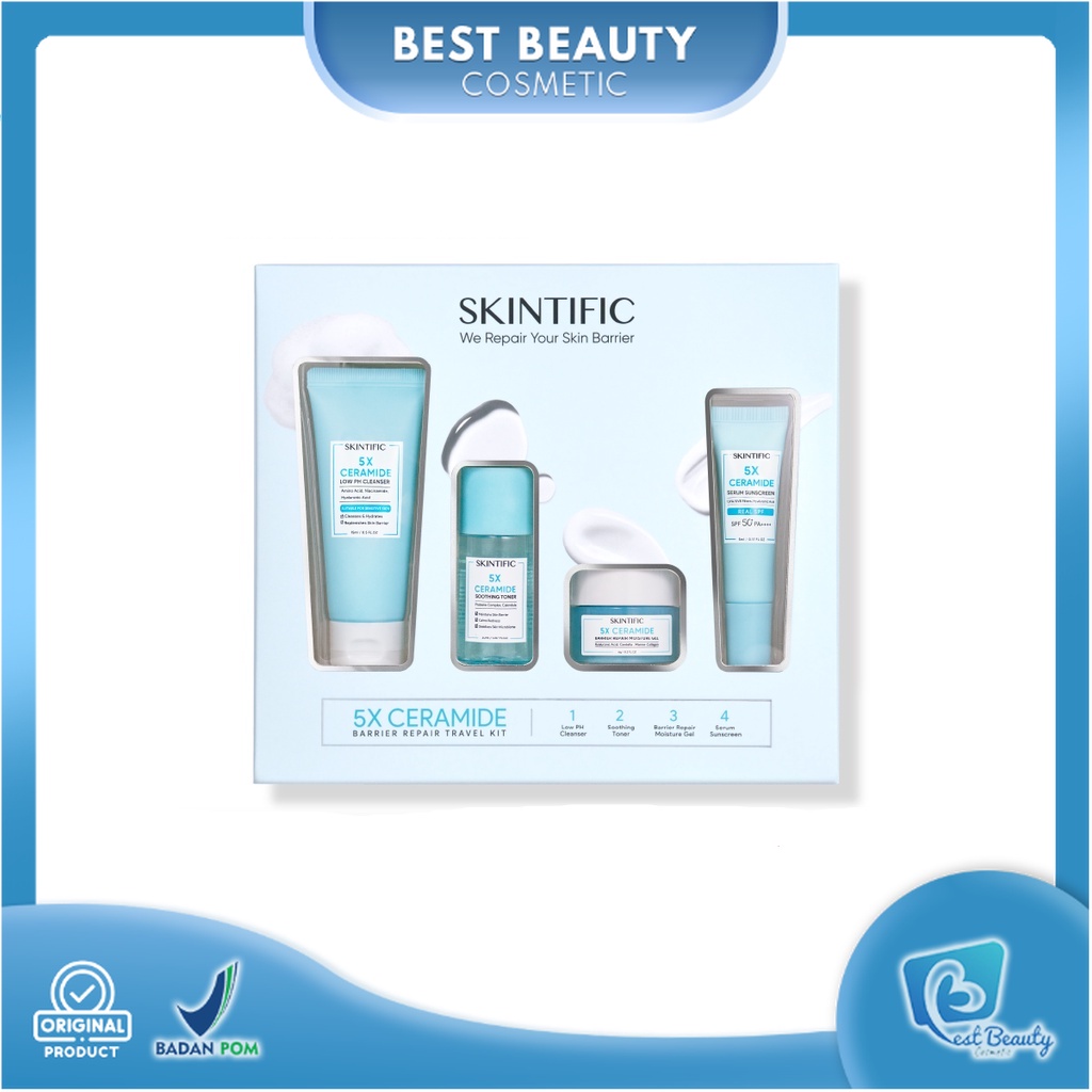 ★ BB ★ SKINTIFIC 5X Ceramide Barrier Repair Travel Kit - Skincare Paket Moisturizer - Cleanser - Soothing toner - Serum Sunscreen