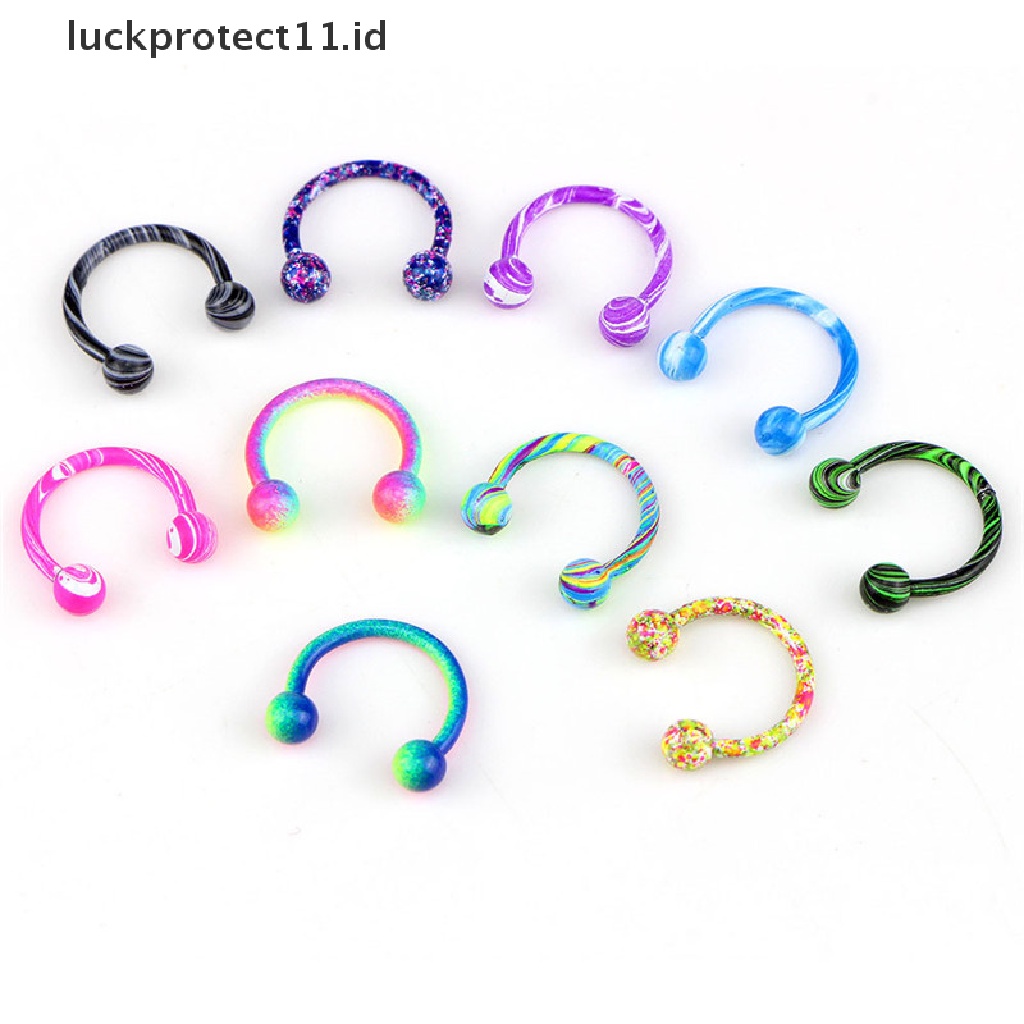 /Fashion Hot// Fashion// 10PCS Stainless Steel Tapal Kuda Bar Bibir Hidung Septum Cincin Telinga Stud Bola.