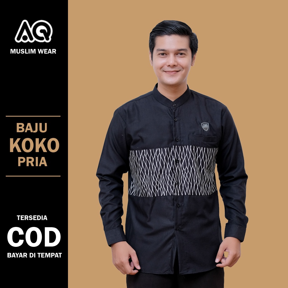 Baju Koko Pria Lengan Panjang Motif Batik Nakula Al Qorni