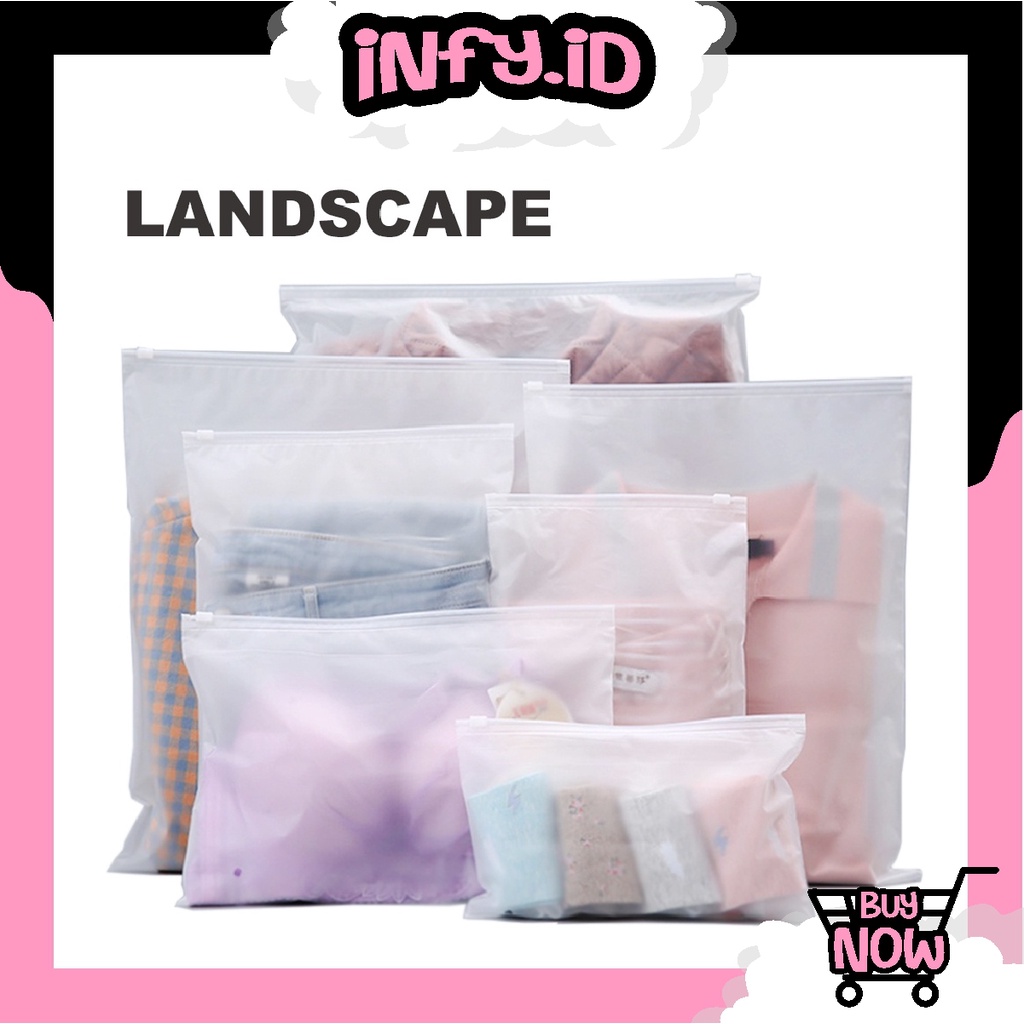 INFY - Zipper Bag Landscape Transparan Doff Organizer Bag Pouch Plastik Penyimpanan / Ziplock Murah R852