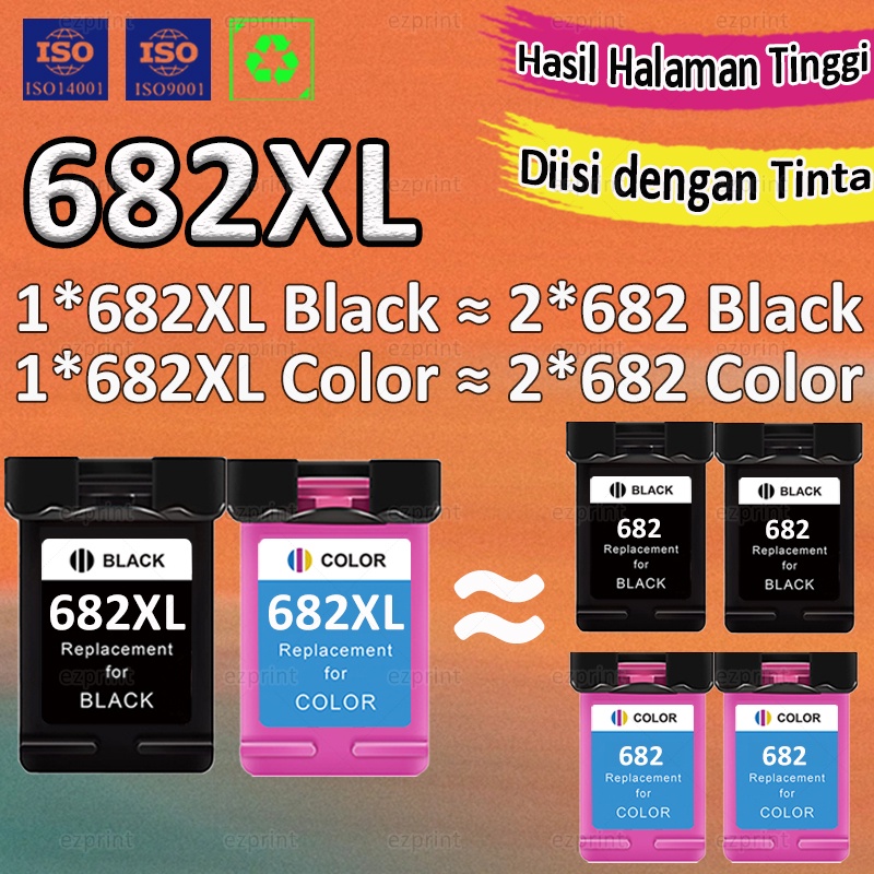 [XL Kapasitas Besar] Compatible HP 682 XL Ink Cartridge HP 682 Black HP 682 Color HP 682 Ink HP 682 