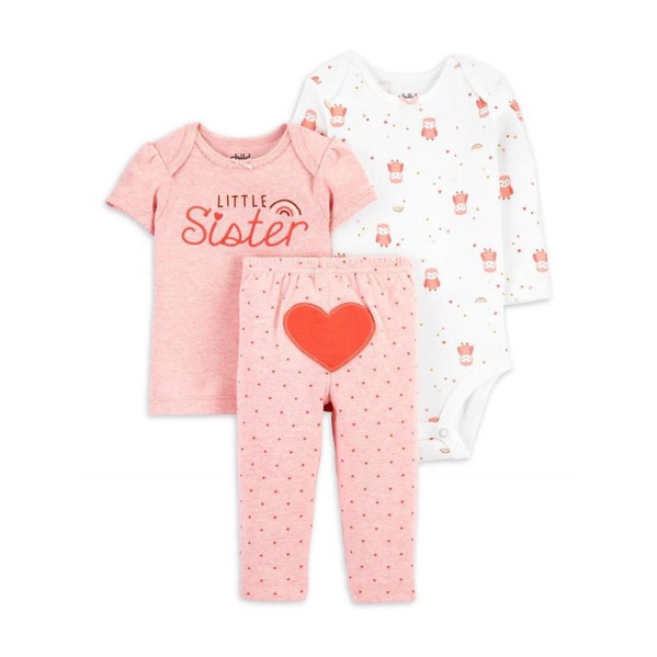 Carter's Jumper Set 3pcs Premium Long Sleeve Baby Girl/Boy - Jumper Set Bayi
