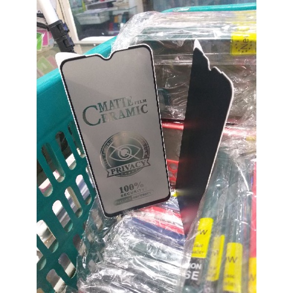 TG ANTI GORES SPY Tempered Glass Matte Film Ceramic Privacy Anti Spy Redmi 9, Redmi 9T, Redmi Note 8 Pro, Pocophone M3, Oppo F11, Redmi A1, Vivo Y02, Vivo Y16, Vivo Y22, Vivo Y35, Oppo 17, Oppo A17K, Oppo A57 4G, Oppo A77S, Vivo V25, Vivo V25E,