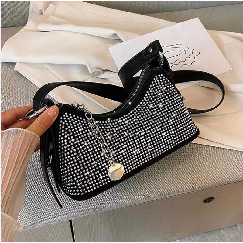 ZC 4704 RISCE TAS SELEMPANG IMPORT WANITA CEWEK PEREMPUAN JAKARTA BATAM BLING-BLING GATUNGAN PUTIH