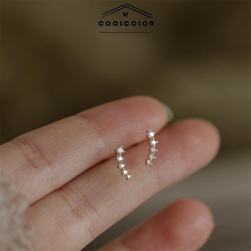 COD❤️Anting Zirkon Set Mikro Sederhana  Baris Kecil Berlian Geometris  Anting Gandum Kecil yang Lucu- cl