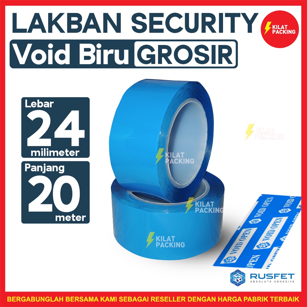 

Lakban / Plakban 24mm x 20m - LAKBAN SEGEL SECURITY VOID OPEN BIRU PREMIUM TERMURAH SATUAN