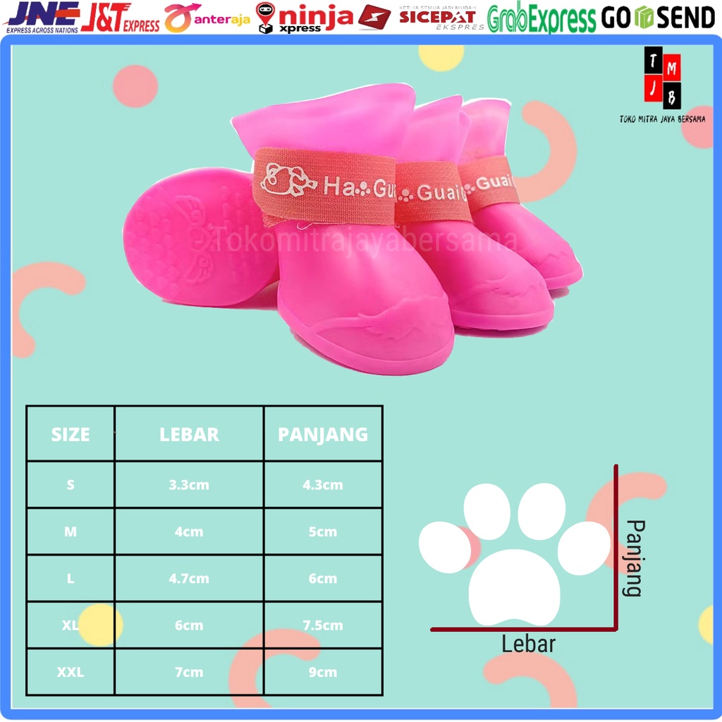 SEPATU HEWAN ANJING KUCING ANTI SLIP WATERPROOF BESAR KECIL KARET HIGH QUALITY ANTI AIR