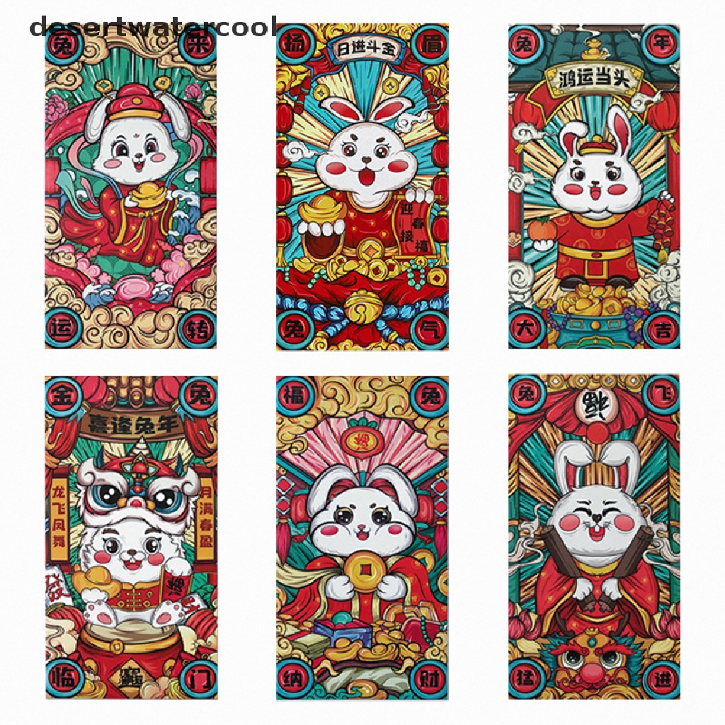 Deid 6Pcs 2023tahun Kelinci Festival Musim Semi Kartun Kreatif Amplop Merah Martijn