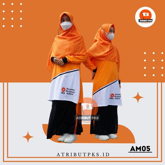 Kaos PKS Logo Baru Akhwat Tunik Orange Baju Muslimah kode 005