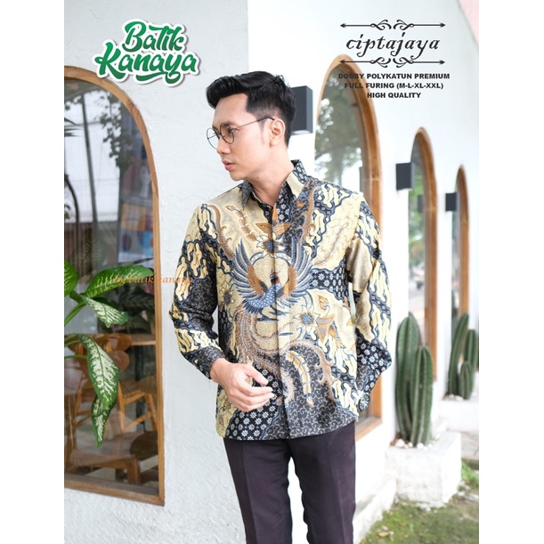 CIPTAJAYA Kemeja Batik Pria Bahan Doby Berlapis Furing