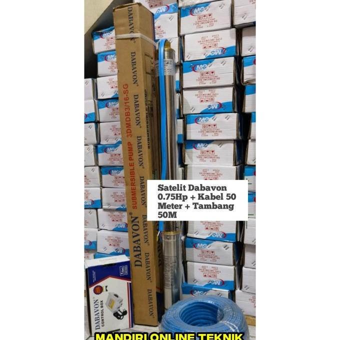 Pompa Air Submersible Dabavon 3" Satelit 0.75Hp+Kabel50M+Tmbg 50M