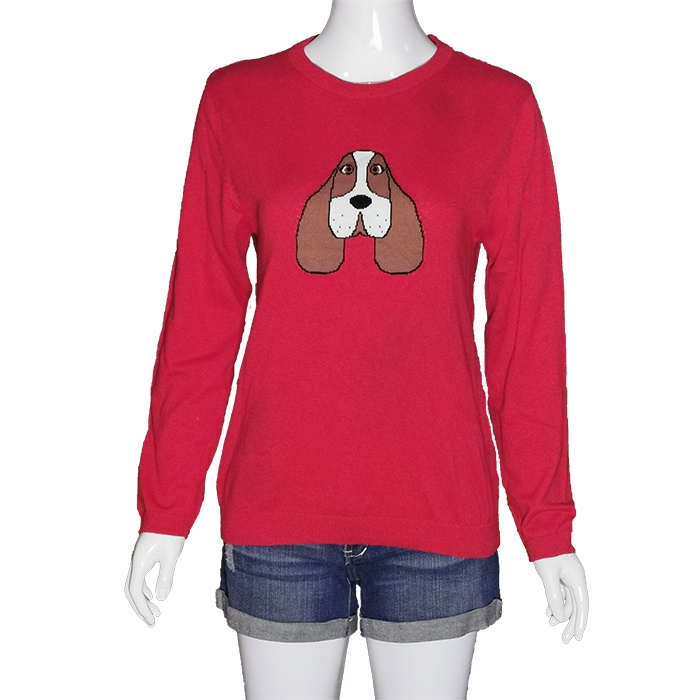 BAJU ATASAN SWEATER RAJUT WANITA HUSH PUPPIES KATUN SIZE : M MERAH