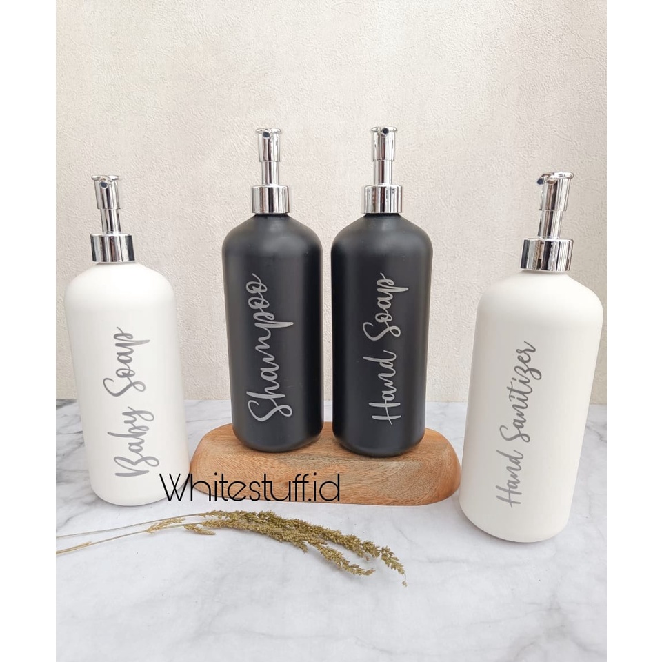 WHT-500 Botol Sabun Cair Pump Putih Doff Silver Aesthetic 500ml Luxury Estetik Free Label - Silver Collection