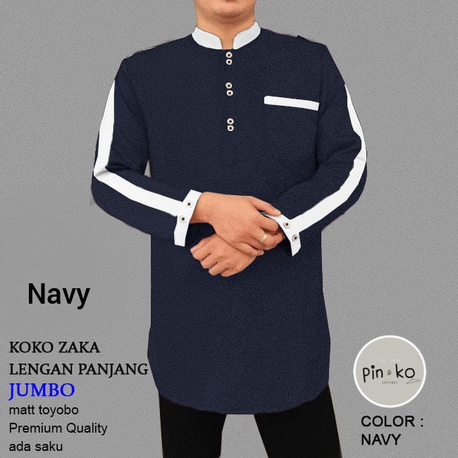 PIK - Koko Kurta Zaka Lengan Panjang JUMBO - S, M, L, XL, XXL, 3XL / Koko Pria Jumbo/ Pakaian Muslim Pria/ Fashion Muslim Pria Jumbo