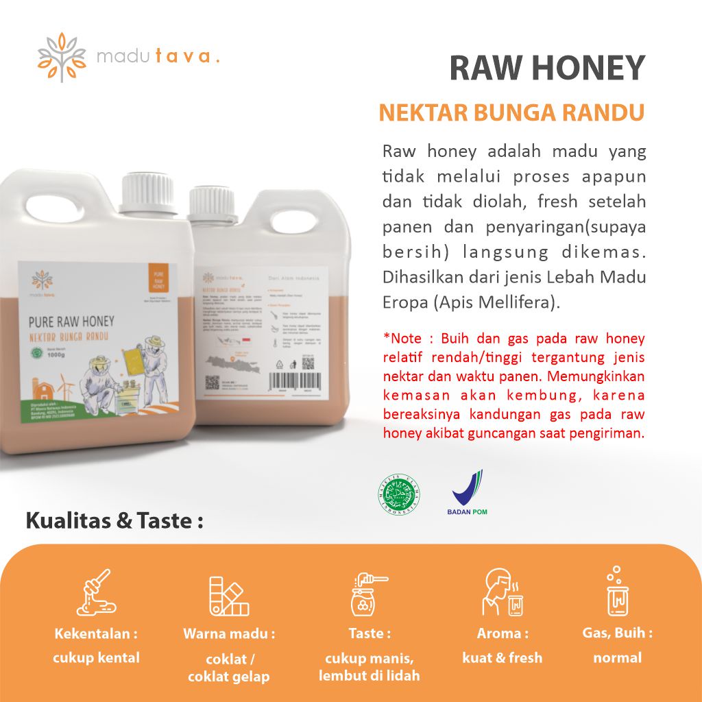 Madu Asli Murni 1kg Tava Grade A Nektar Randu 100% Alami Pure Natural Raw Honey