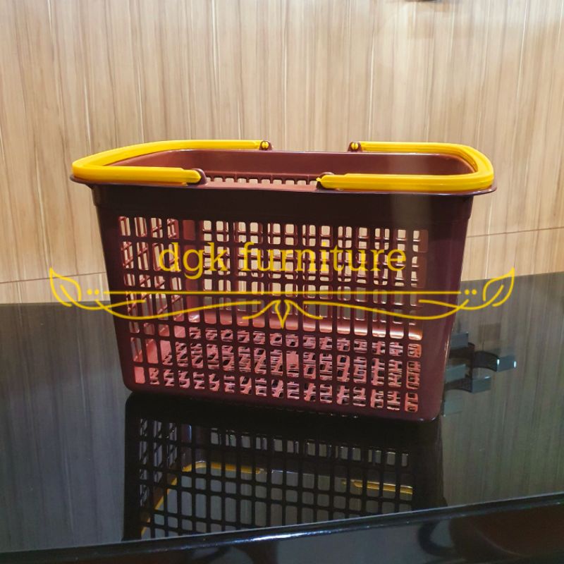 KERANJANG BELANJA MINIMARKET PASAR SWALAYAN SUPERMARKET TELUR SAYUR SERBAGUNA BERPEGANGAN PEGANGAN GAGANG BERGAGANG PLASTIK PHYLIA