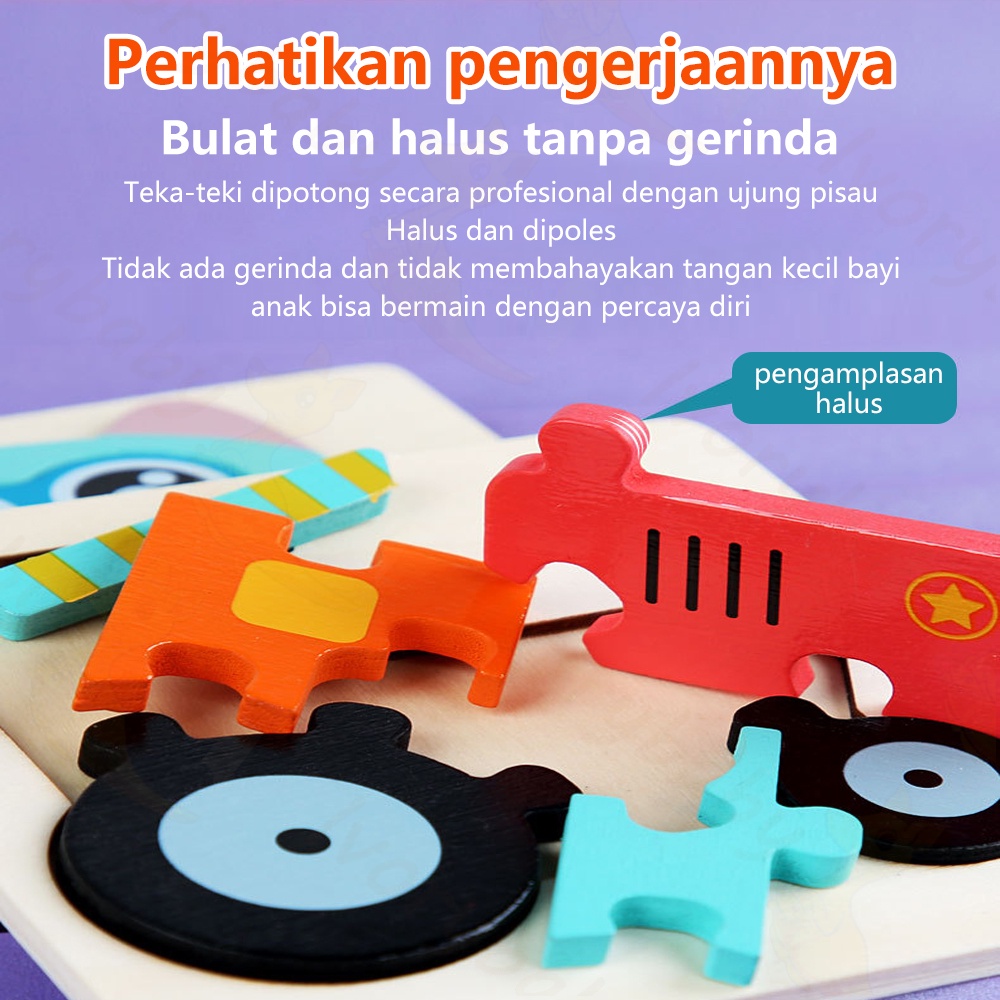 Ivorybaby Jigsaw puzzle kayu 3D Wooden toys Puzzel kayu mainan edukasi