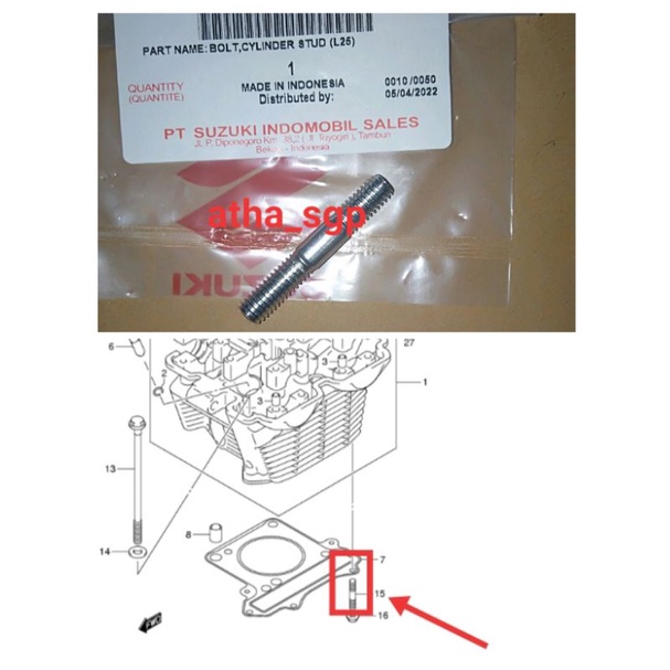 bolt baut tanam head kop deksel suzuki satria fu 150 karbu ori sgp