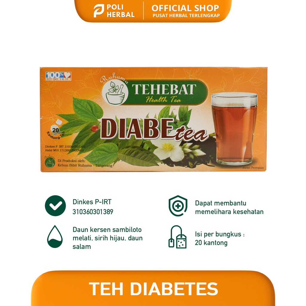 

ANTI DIABETES !!! Teh Celup DIABETEA Teh Daun Insulin Obat Diabetes dan Anti-Kanker Isi 20 Kantong