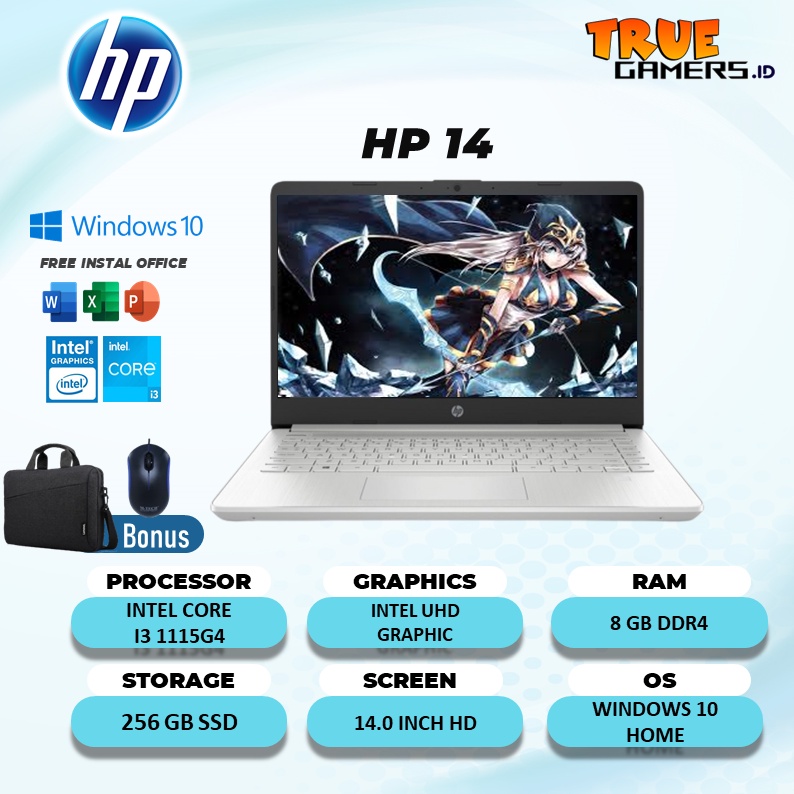 LAPTOP HP 14 I3 1115G4 8GB 256SSD W10 14.0