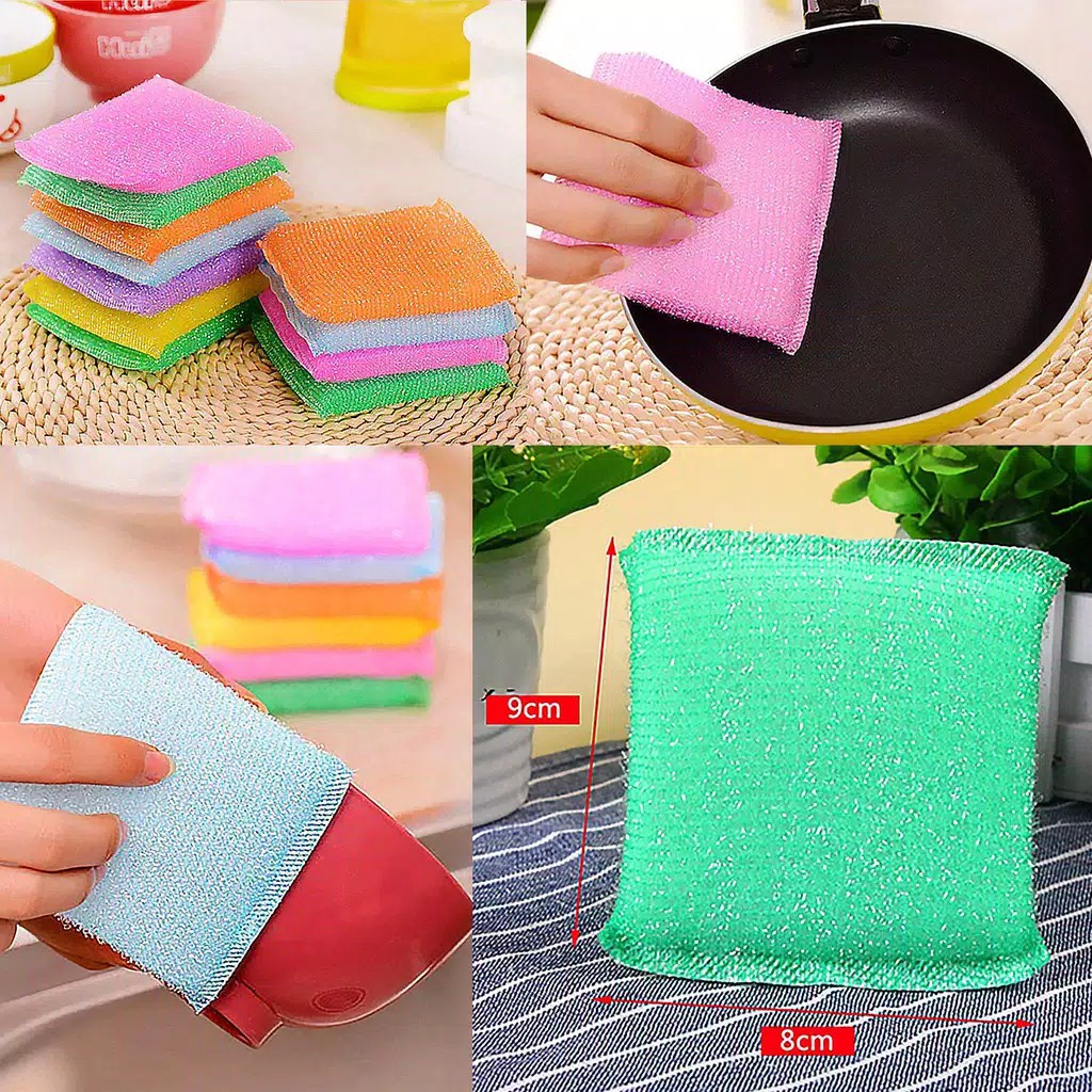 BOP SPONS CUCI PIRING WARNA WARNI METALIC SPON SPONGE SABUT JARING ALAT DISHWASHING DAPUR MASAK BUSA SERBAGUNA