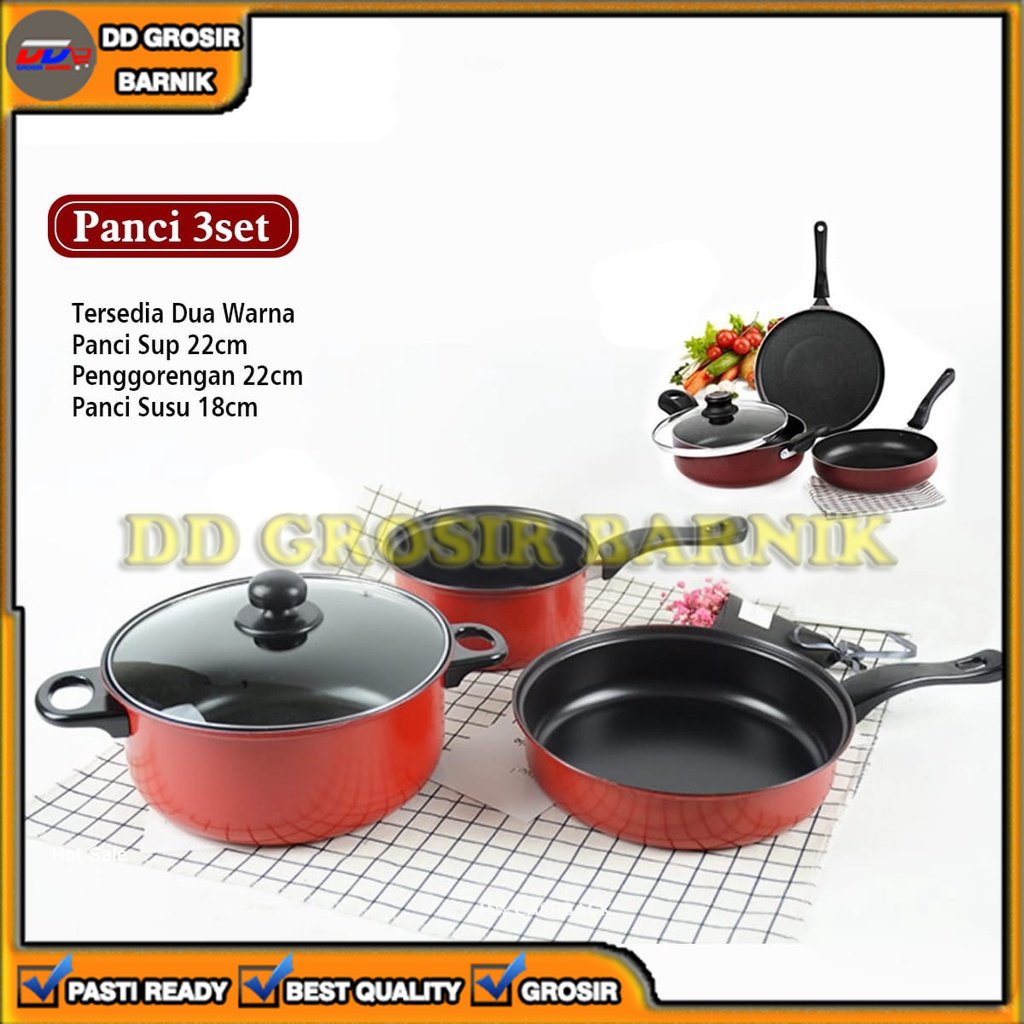 [DGB] PANCI SET 3 IN 1 COMBINATION POT ANTI LENGKET WARNA FRYPAN MILK PAN PANCI SUSU SET